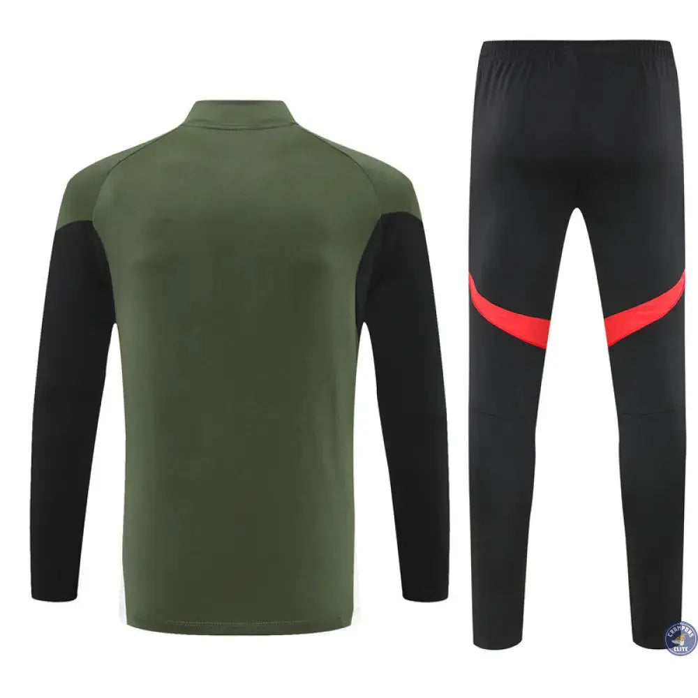 Survêtement d'entraînement demi-zip - Bayern Munich 2025/2026 - Kaki/Noir/Rouge
