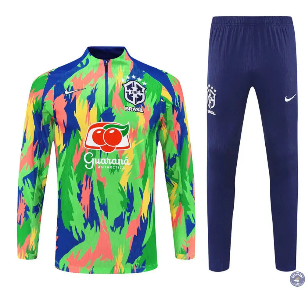 Survêtement d'entraînement demi-zip - Brésil 2025/2026 - Camouflage Vert/Bleu