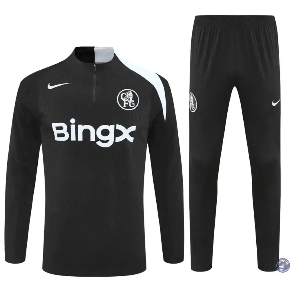 Survêtement d'entraînement demi-zip - Chelsea 2025/2026 - Noir/Blanc