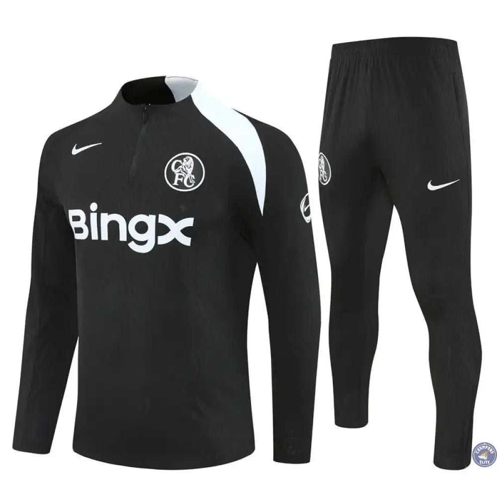 Survêtement d'entraînement demi-zip - Chelsea 2025/2026 - Noir/Blanc