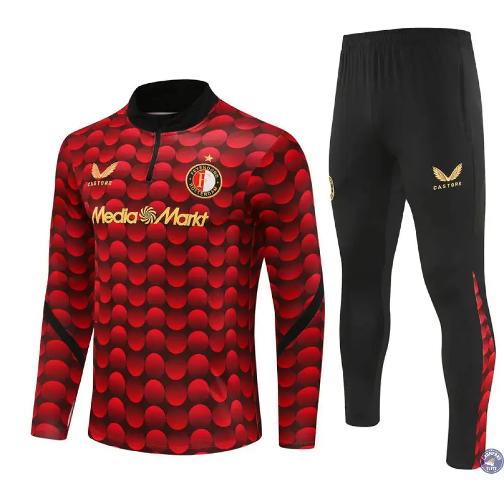 Survêtement d'entraînement demi-zip - Feyenoord 2025/2026 - Rouge/Noir