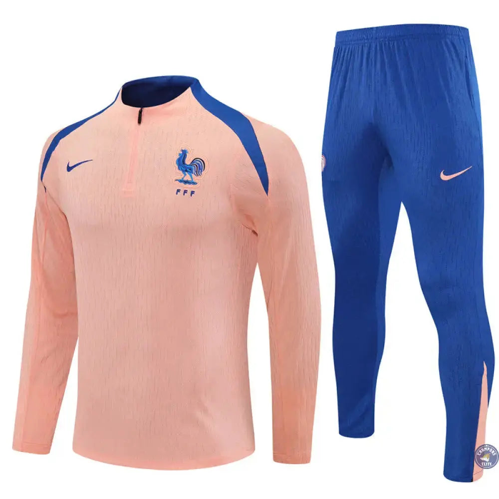 Survêtement d'entraînement demi-zip - France 2025/2026 - Rose/Bleu