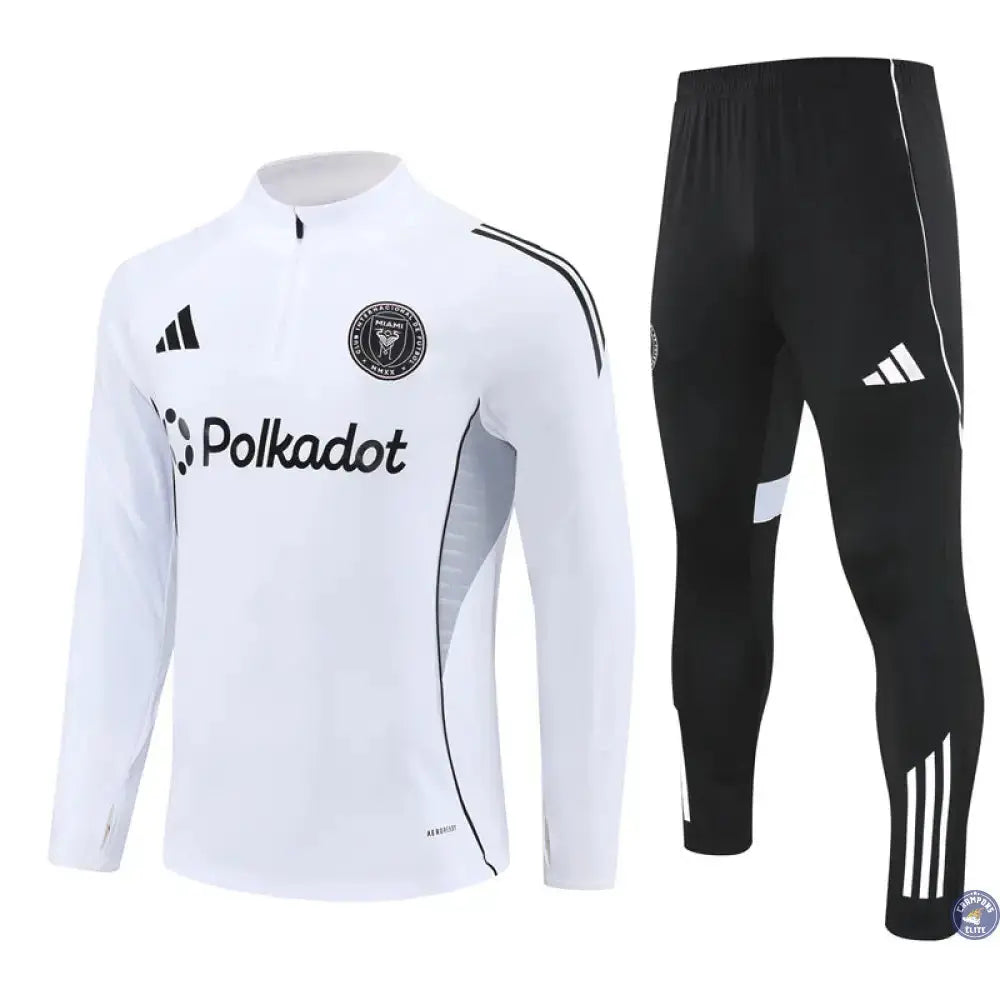 Survêtement d'entraînement demi-zip - Inter Miami 2025/2026 - Blanc/Noir