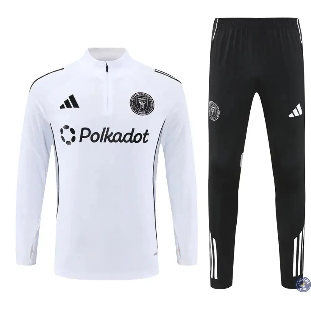 Survêtement d'entraînement demi-zip - Inter Miami 2025/2026 - Blanc/Noir