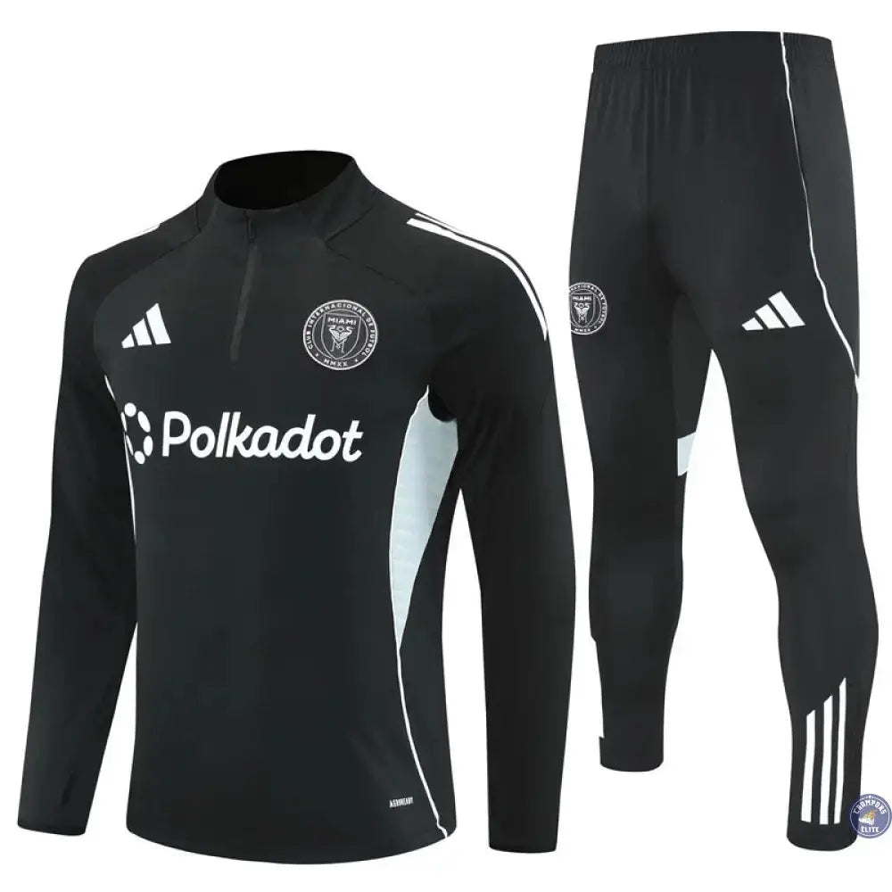 Survêtement d'entraînement demi-zip - Inter Miami 2025/2026 - Noir/Gris Bleuté/Blanc