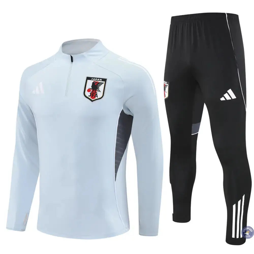 Survêtement d'entraînement demi-zip - Japon 2025/2026 - Gris Bleuté/Noir/Blanc