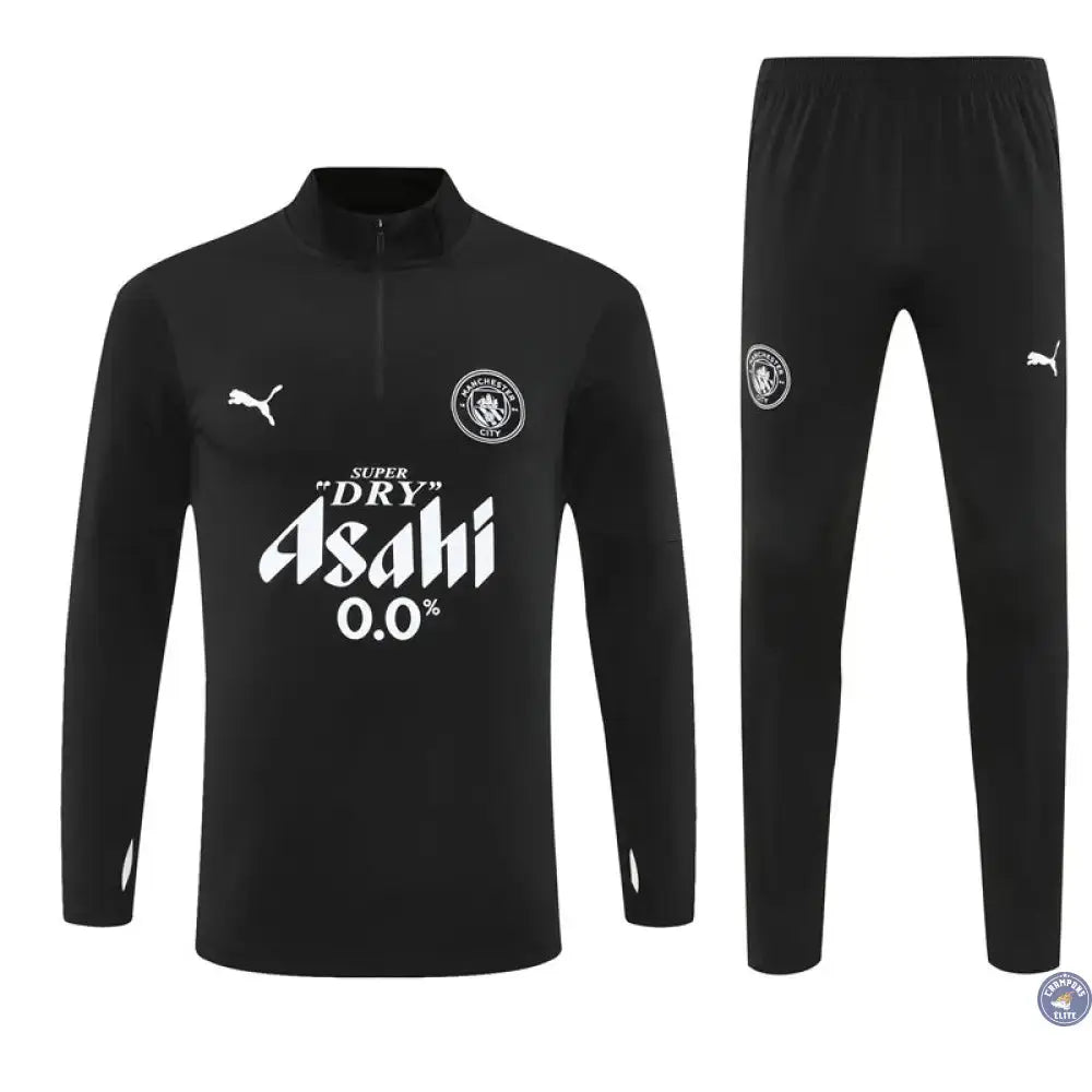 Survêtement d'entraînement demi-zip - Manchester City 2025/2026 - Noir/Blanc