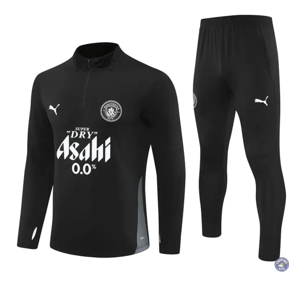 Survêtement d'entraînement demi-zip - Manchester City 2025/2026 - Noir/Blanc