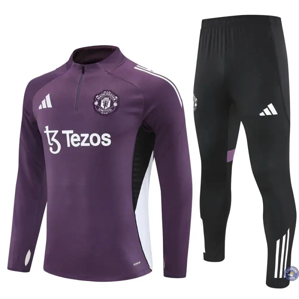 Survêtement d'entraînement demi-zip - Manchester United 2025/2026 - Bordeaux/Noir/Blanc
