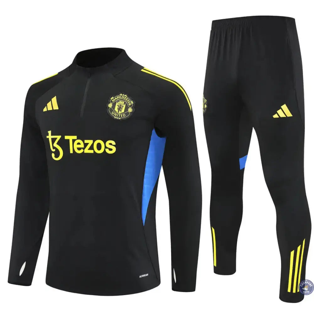 Survêtement d'entraînement demi-zip - Manchester United 2025/2026 - Noir/Bleu/Jaune