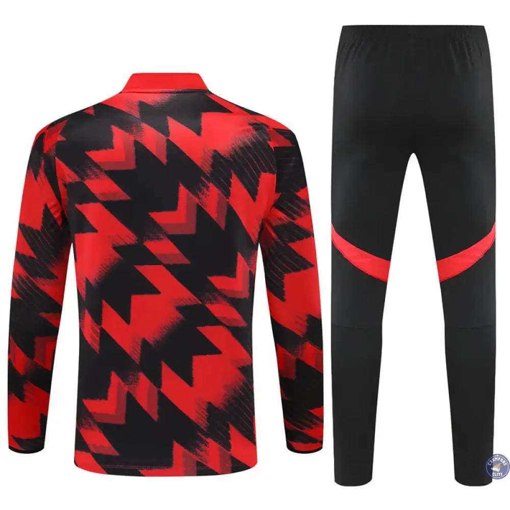 Survêtement d'entraînement demi-zip - Manchester United 2025/2026 - Noir/Rouge