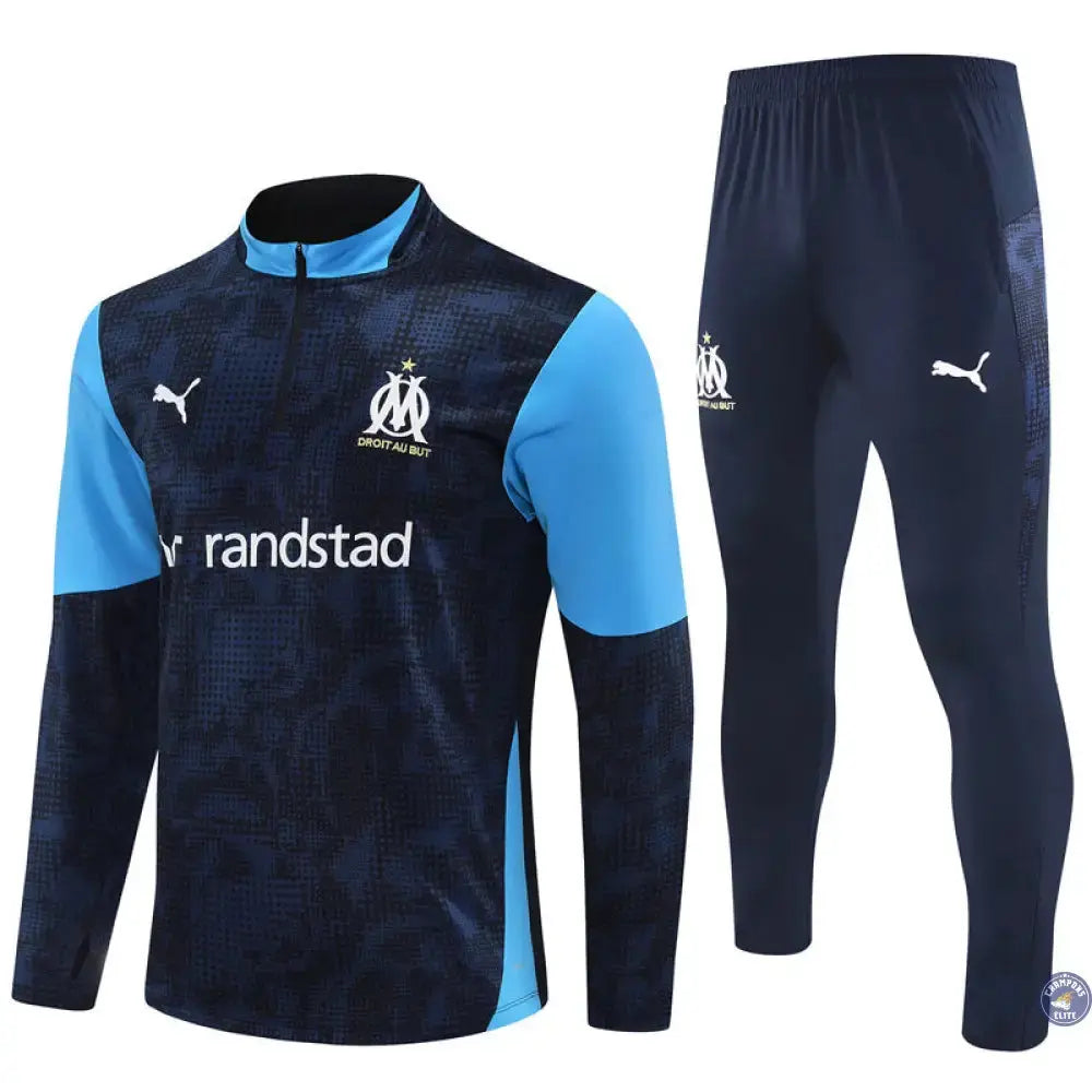 Survêtement d'entraînement demi-zip - OM 2025/2026 - Bleu/Bleu Ciel