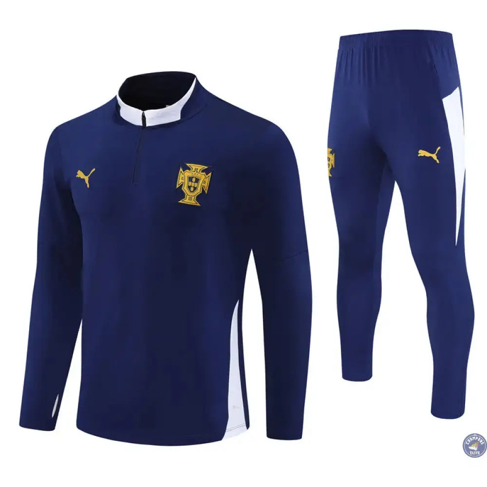 Survêtement d'entraînement demi-zip - Portugal 2025/2026 - Bleu Marine/Blanc/Or