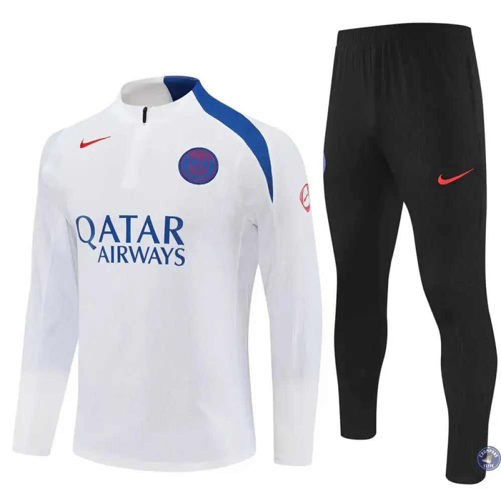 Survêtement d'entraînement demi-zip - PSG 2025/2026 - Blanc/Bleu/Noir