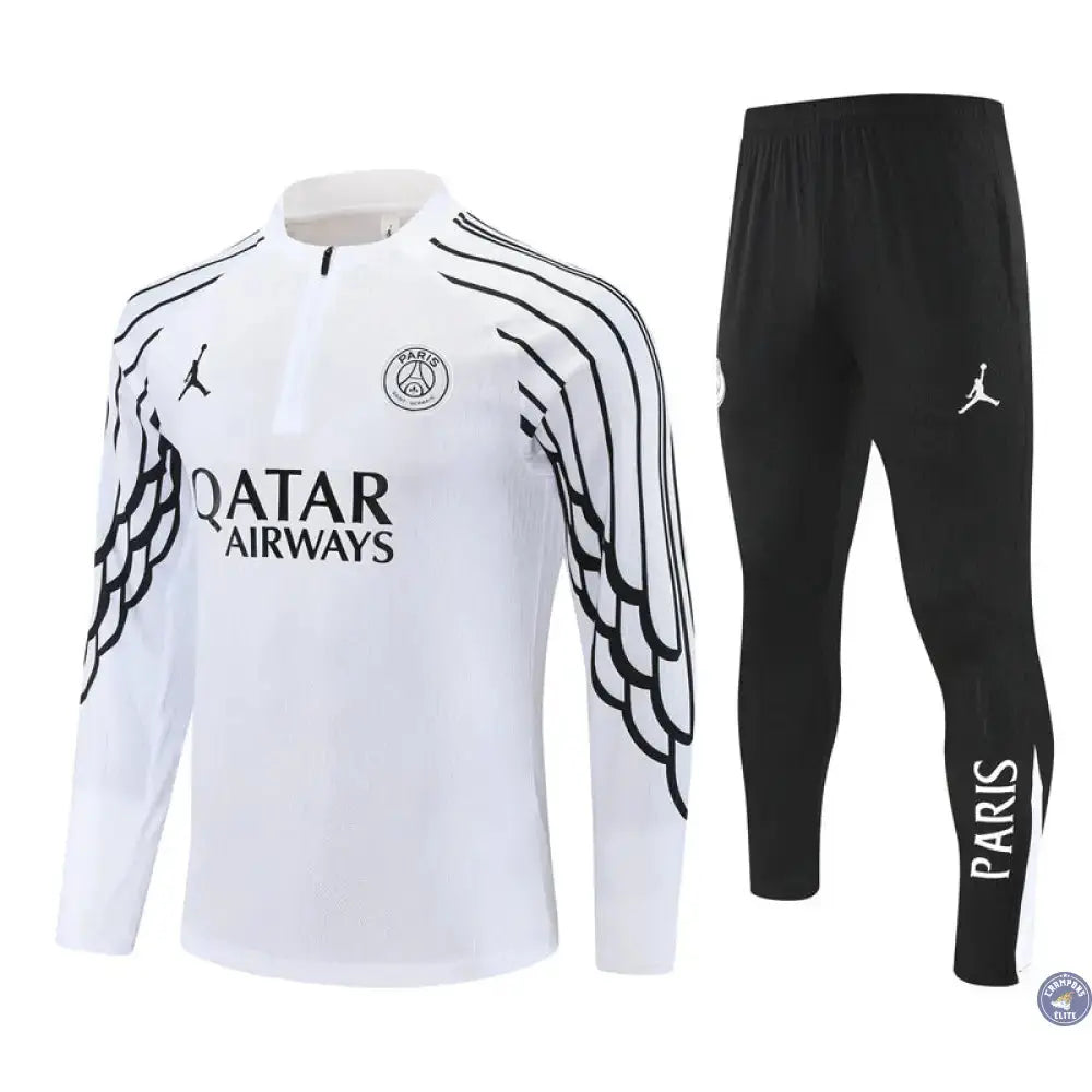 Survêtement d'entraînement demi-zip - PSG 2025/2026 - Blanc/Noir