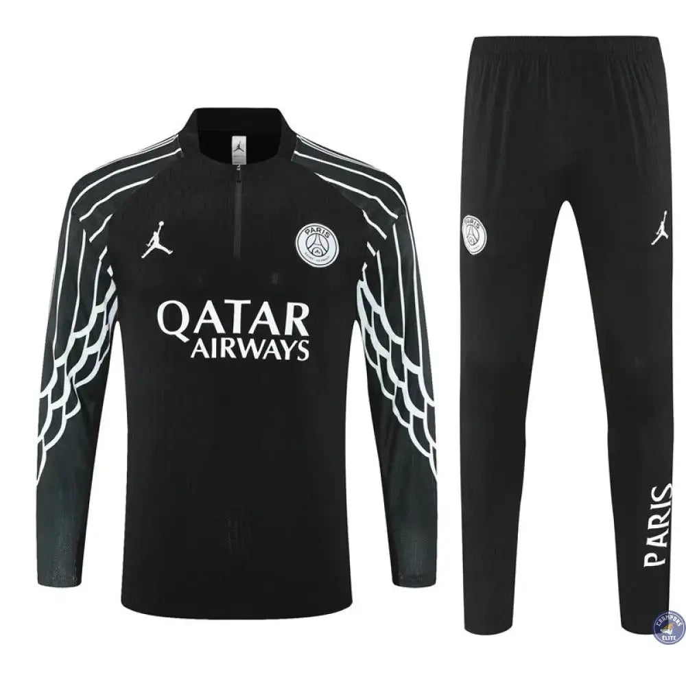 Survêtement d'entraînement demi-zip - PSG 2025/2026 - Noir/Blanc