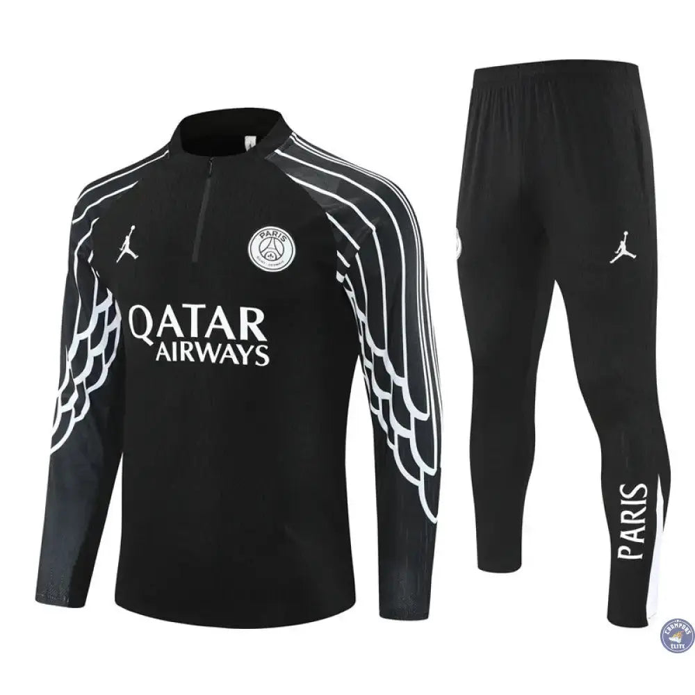 Survêtement d'entraînement demi-zip - PSG 2025/2026 - Noir/Blanc