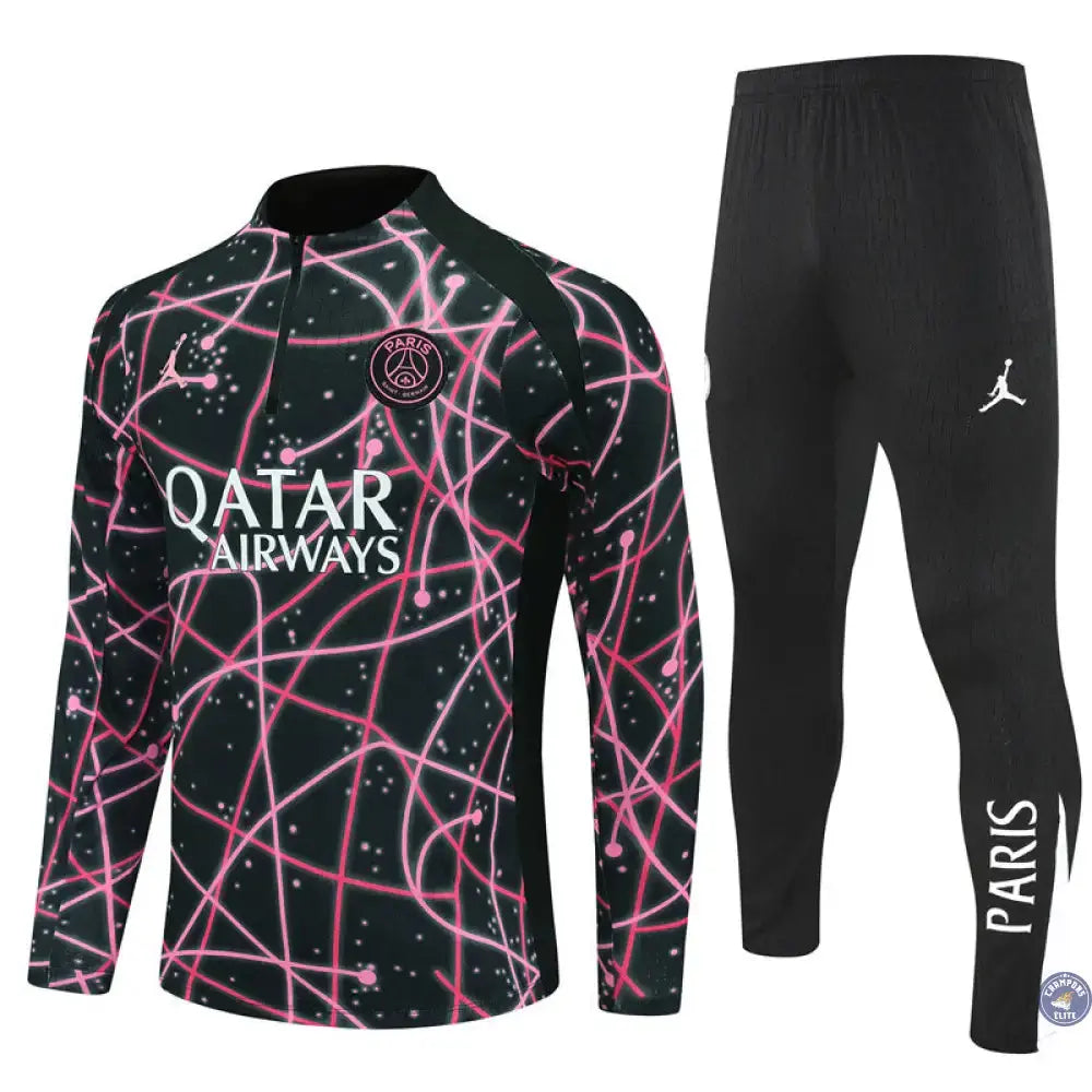 Survêtement d'entraînement demi-zip - PSG 2025/2026 - Noir/Rose/Blanc