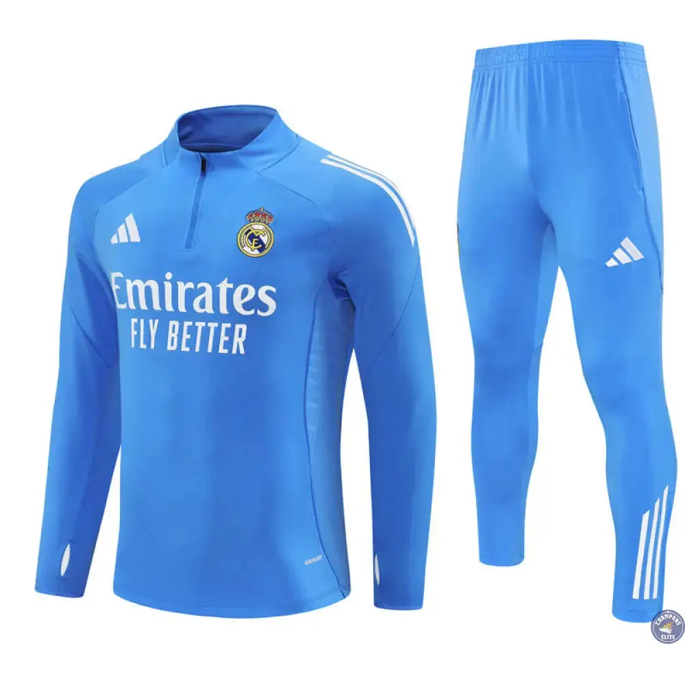 Survêtement d'entraînement demi-zip - Real Madrid 2025/2026 - Bleu Ciel/Blanc