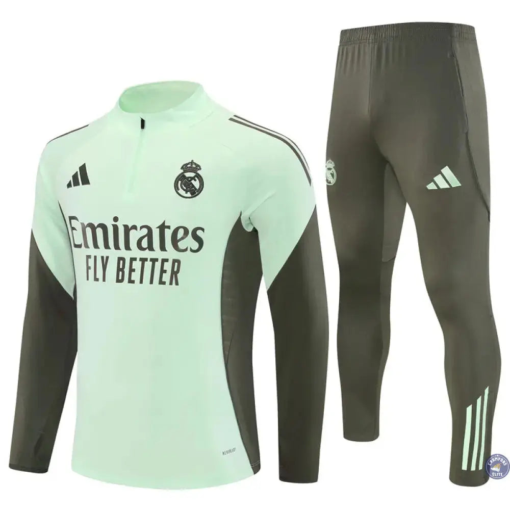 Survêtement d'entraînement demi-zip - Real Madrid 2025/2026 - Bleu Turquoise/Kaki