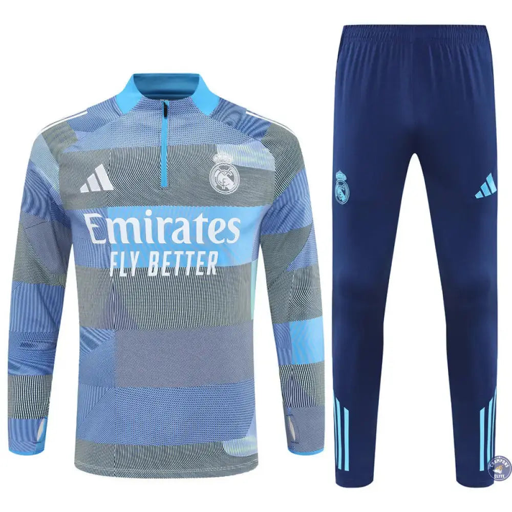 Survêtement d'entraînement demi-zip - Real Madrid 2025/2026 - Gris/Bleu/Bleu Marine