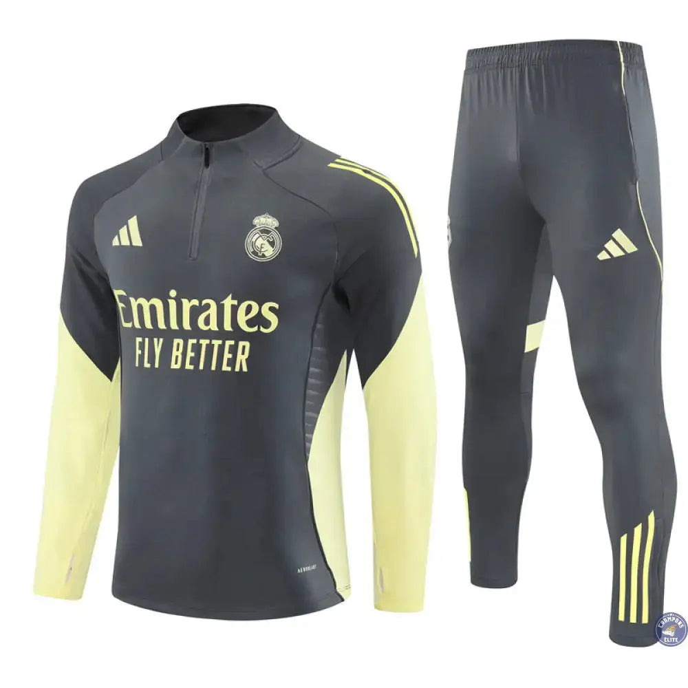 Survêtement d'entraînement demi-zip - Real Madrid 2025/2026 - Gris/Jaune Clair