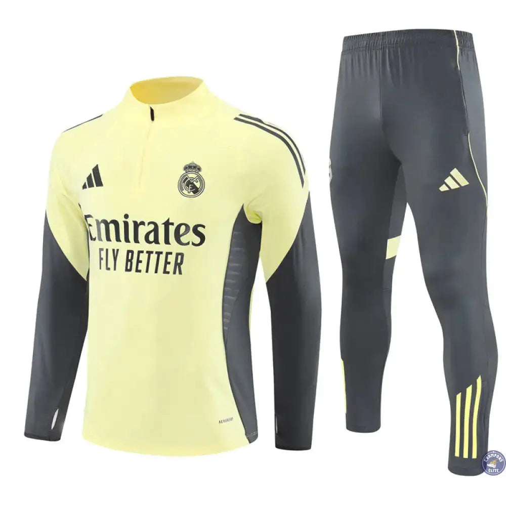 Survêtement d'entraînement demi-zip - Real Madrid 2025/2026 - Jaune Clair/Gris