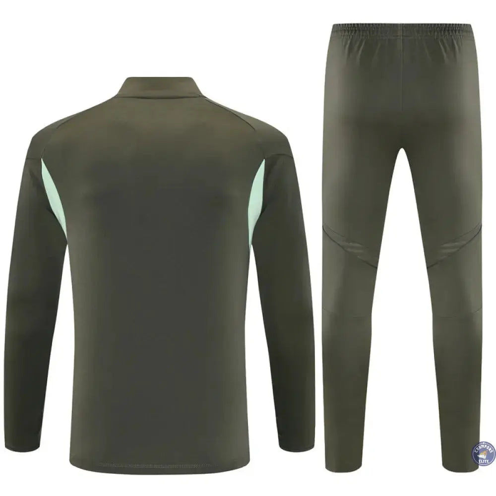 Survêtement d'entraînement demi-zip - Real Madrid 2025/2026 - Kaki/Bleu Turquoise