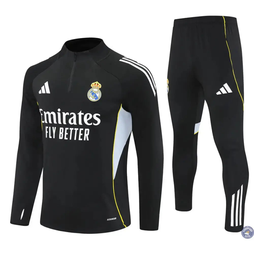 Survêtement d'entraînement demi-zip - Real Madrid 2025/2026 - Noir/Gris/Jaune/Blanc