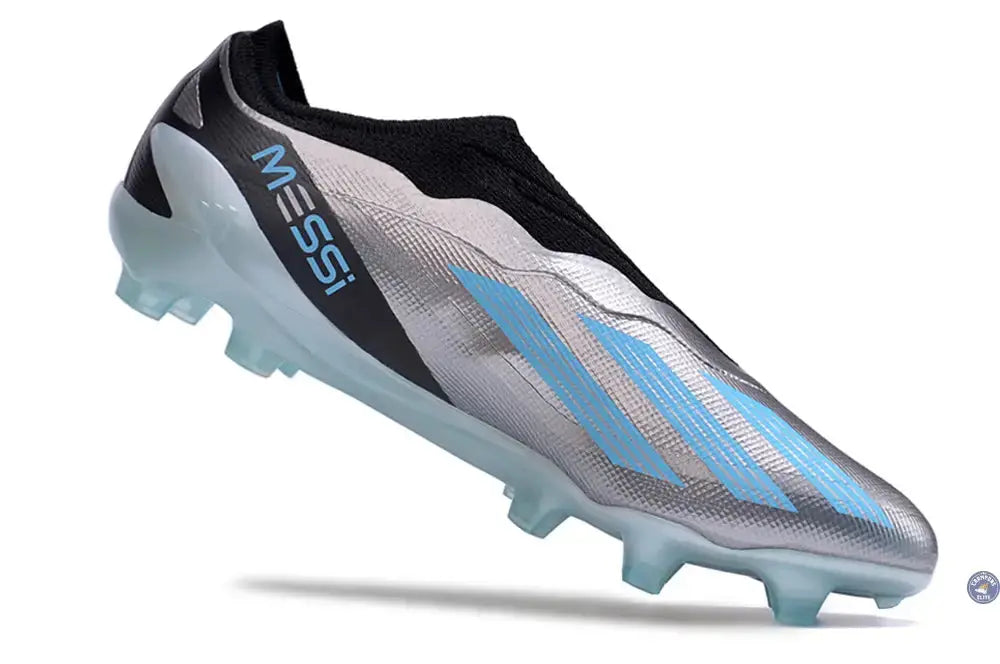 X Crazyfast Elite Laceless FG x Messi Infinito - Argenté/Bliss Blue/Noir