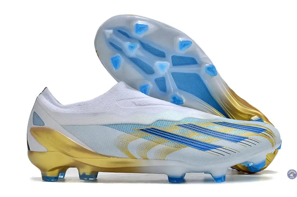 X Crazyfast Elite Laceless FG x Messi 'Las Estrellas' - Blanc/Bleu/Or