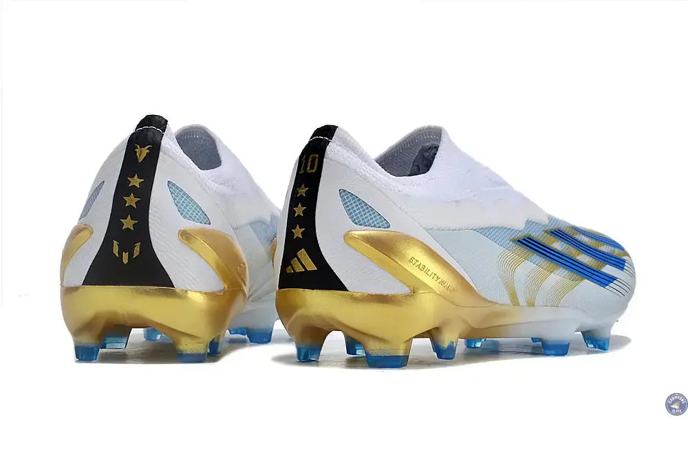 X Crazyfast Elite Laceless FG x Messi 'Las Estrellas' - Blanc/Bleu/Or