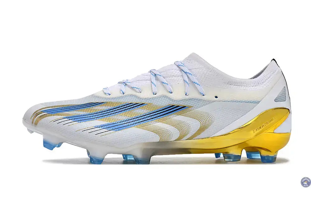 X Crazyfast Messi .1 FG Las Estrellas - Blanc/Bleu/Doré ÉDITION LIMITÉE