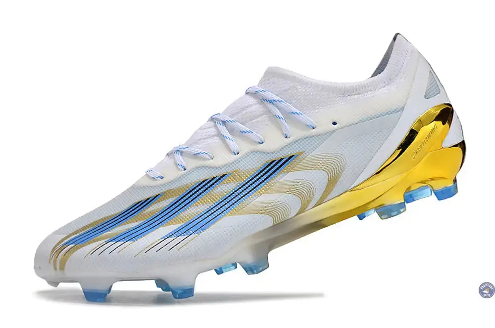 X Crazyfast Messi .1 FG Las Estrellas - Blanc/Bleu/Doré ÉDITION LIMITÉE
