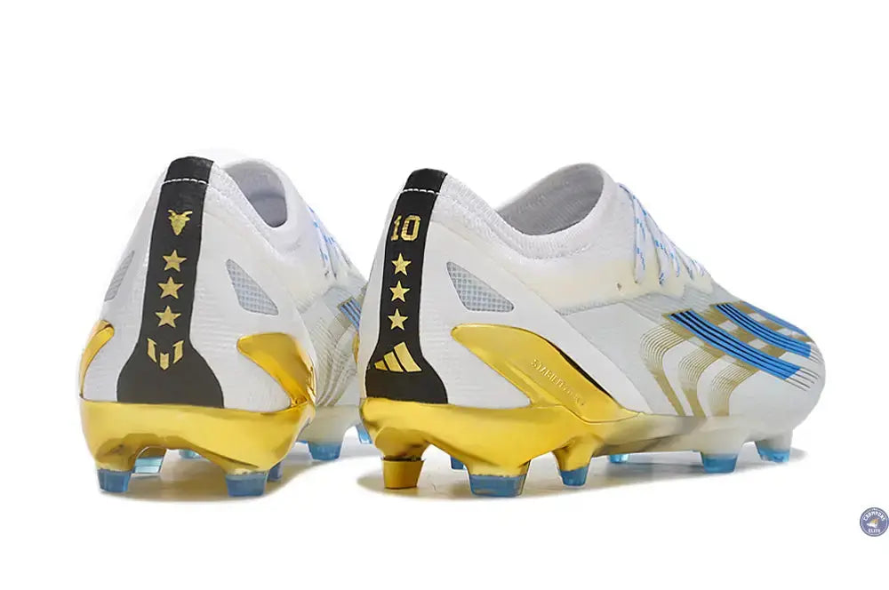 X Crazyfast Messi .1 FG Las Estrellas - Blanc/Bleu/Doré ÉDITION LIMITÉE