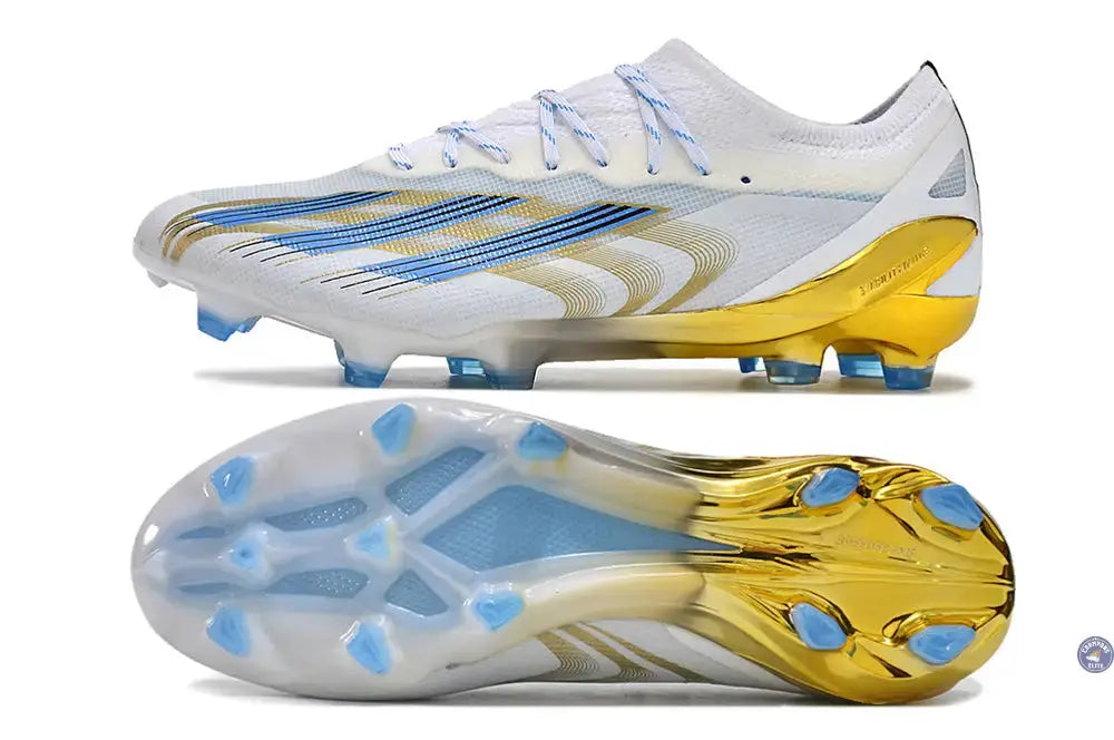 X Crazyfast Messi .1 FG Las Estrellas - Blanc/Bleu/Doré ÉDITION LIMITÉE