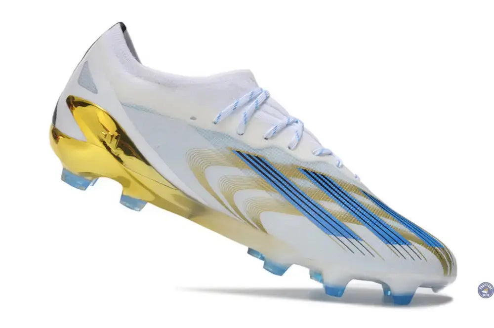X Crazyfast Messi .1 FG Las Estrellas - Blanc/Bleu/Doré ÉDITION LIMITÉE