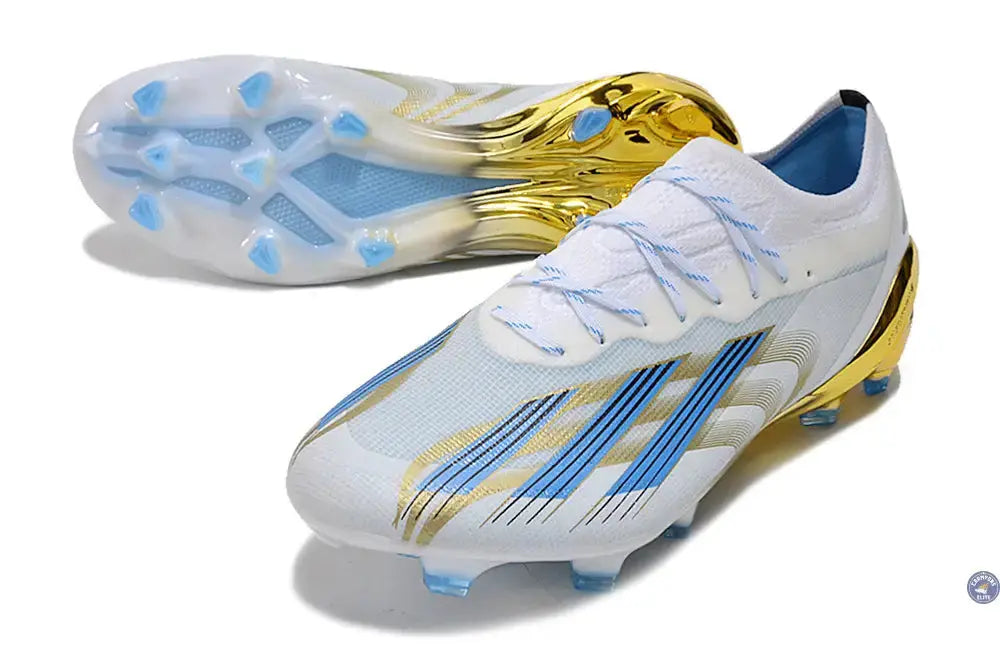 X Crazyfast Messi .1 FG Las Estrellas - Blanc/Bleu/Doré ÉDITION LIMITÉE